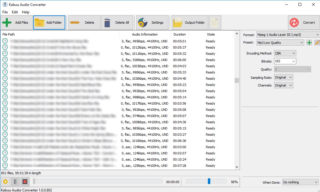 Audio files in list